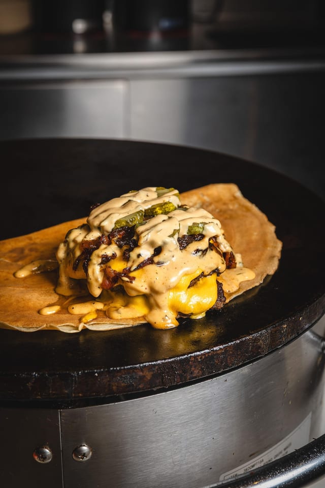 Wagyu Smash Crepe + Side + Soda.